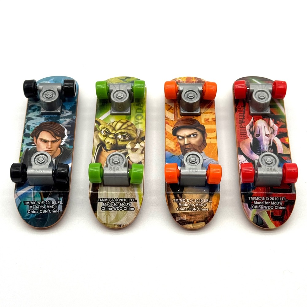 Star Wars Clone Wars McDonald's Skateboards Finger Boards Lot of 4 2010